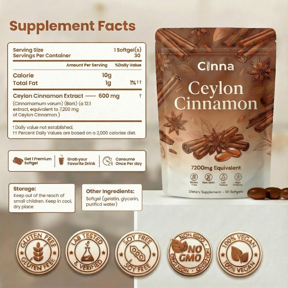 Cinna Ceylon Cinnamon - Naturally Reduces Insulin Resistance To Help T2D’s Lower A1C (Copy)